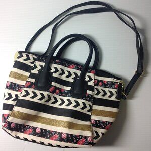 Luv Betsey by Betsey Johnson Small Satchel Bag w/ Crossbody Strap Black & White